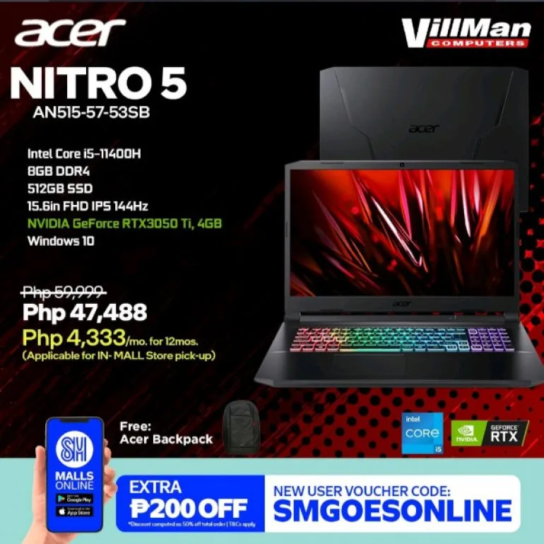 SM Malls Online app - Acer Nitro 5