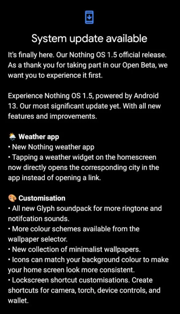 Nothing OS 1.5.2 roll out - 1