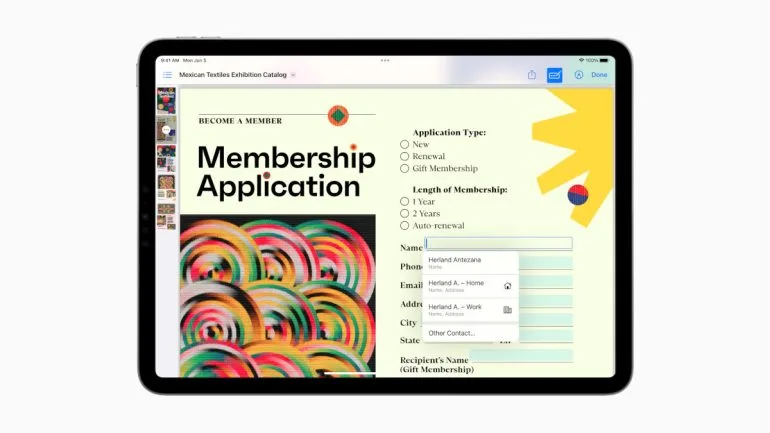 iPadOS 17 WWDC 2023 PDF fill up