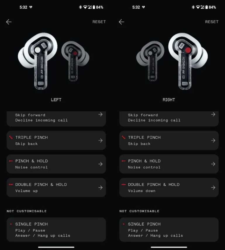 Nothing Ear (2) Review Nothing X controls