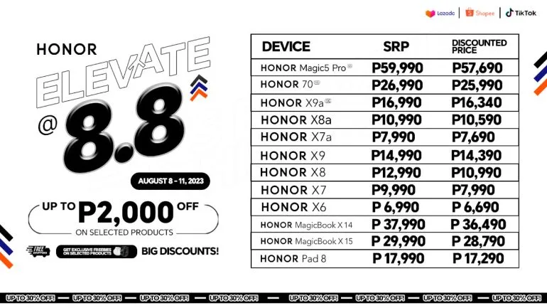 HONOR 8.8 Sale 2023 cheat sheet