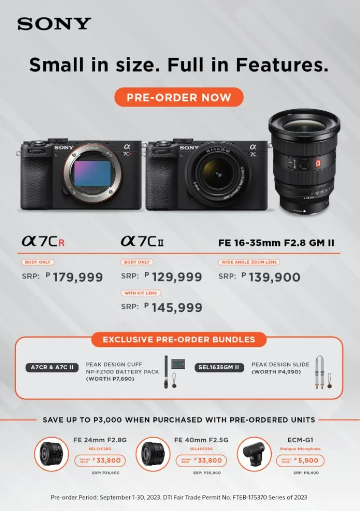 New Sony Alpha 7C series and GM 2 series price 1