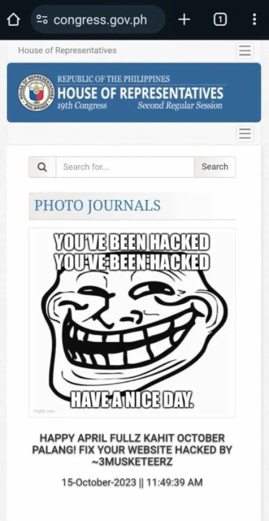 House of Representatives website hacked 2