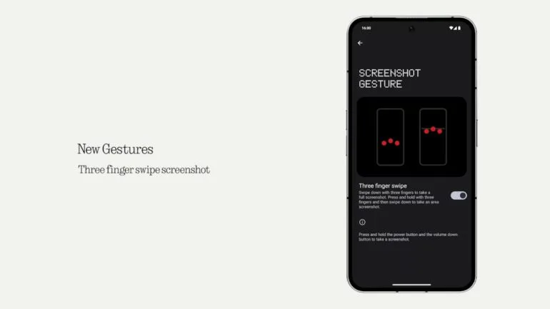 Nothing OS 2.5 finger swipe