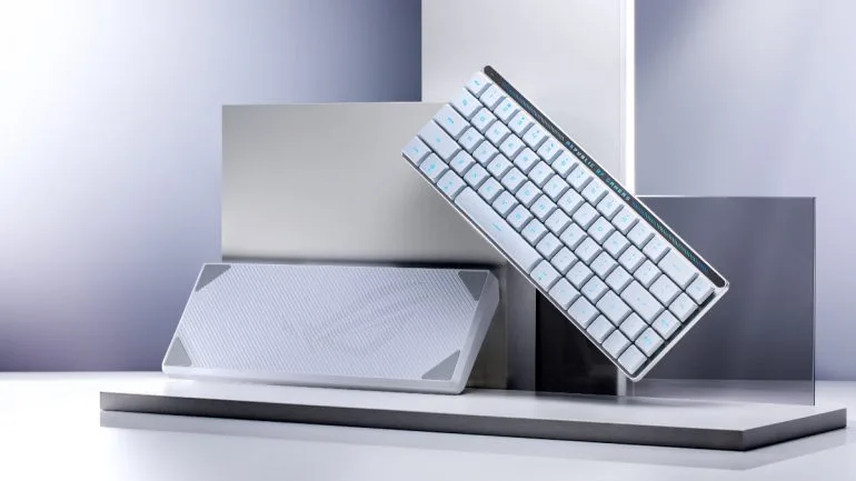 ASUS ROG peripherals and accessories CES 2024 ROG Falchion RX Low Profile Keyboard posing