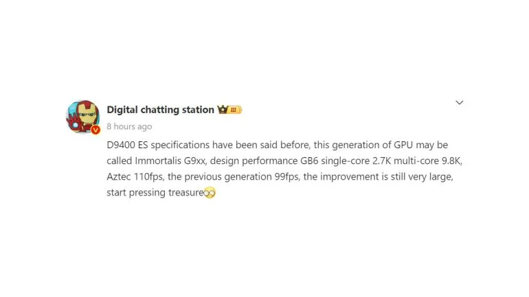 MediaTek Dimensity 9400 specs leaked 2