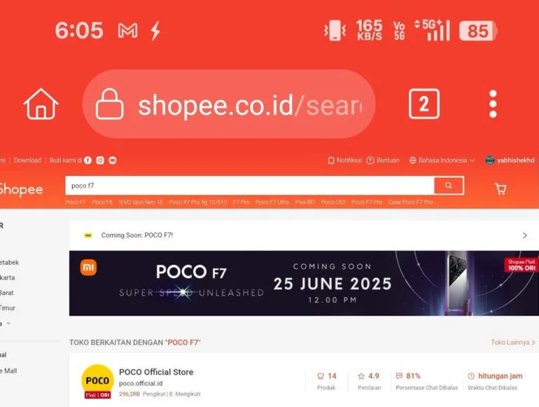 POCO F7 alleged launch date screenshot