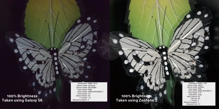 Galaxy S6 vs Zenfone 2 100% Brightness Level in Low Light