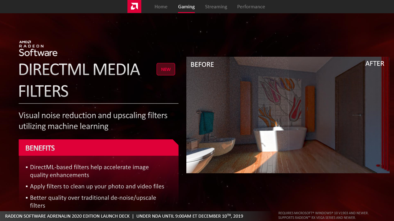 AMD Radeon Adrenalin 2020 Edition Directml media filters