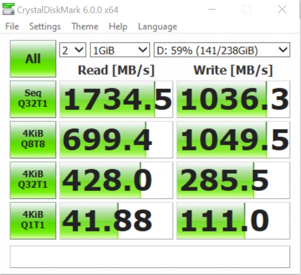 CrystalDiskMark MP34 2 1gib