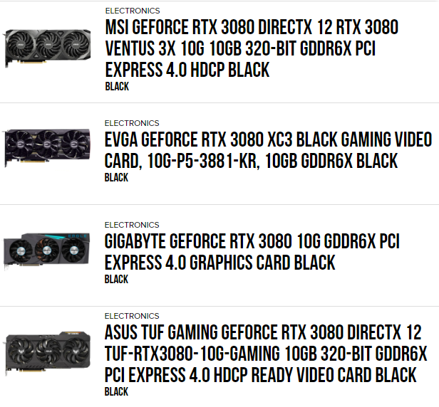 Nvidia GeForce RTX 3080 StockX