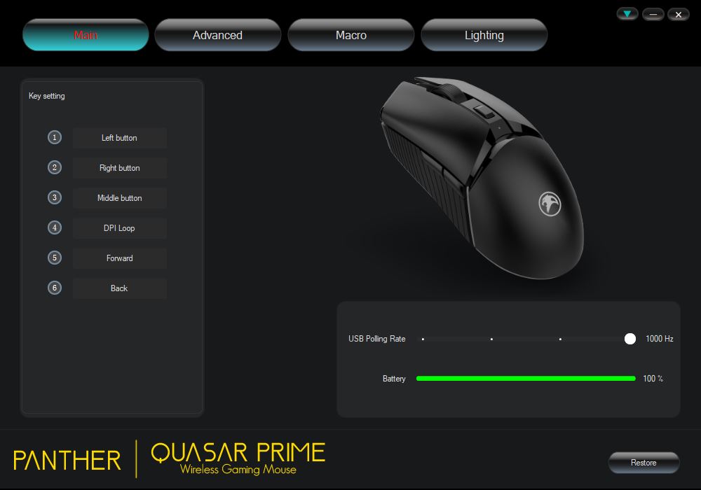 Panther Quasar Prime Wireless Gaming Mouse Review - Software 1