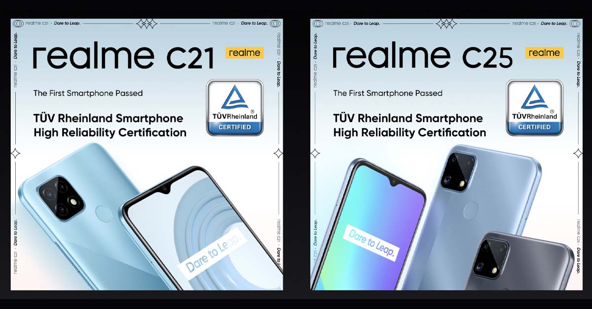 realme C21 C25 TUV Rheinland Certification