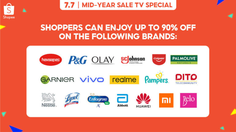 Shopee 7.7 Mid-Year Sale TV Special brands