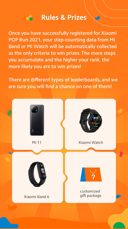 Xiaomi Virtual Pop Run 2021 prizes