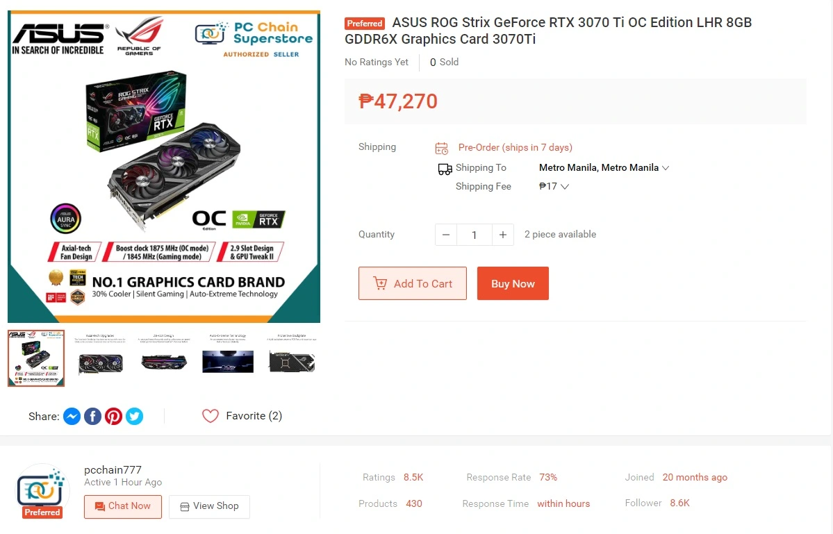 ASUS ROG Strix RTX 3070 Ti Philippines price ROG RTX 3070 Ti Price PH