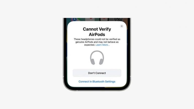Apple: iOS 16 alertará al usuario si intenta emparejar AirPods falsos