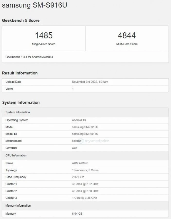 Samsung Galaxy S23 series - Snapdragon 8 Gen 2 - Geekbench Samsung Plus