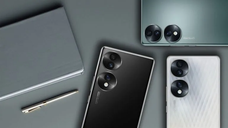 HONOR 70 5G in Midnight Black, Titanium Silver, and Emerald Green