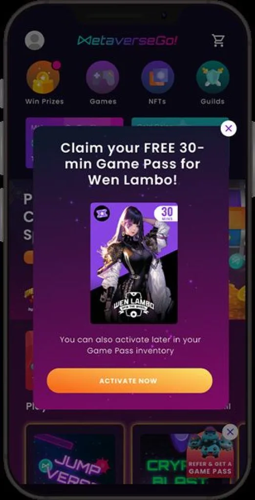 02 - Homepage with Claim FREE Game Pass