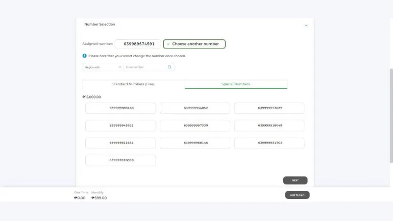 smart-postpaid special-number-option