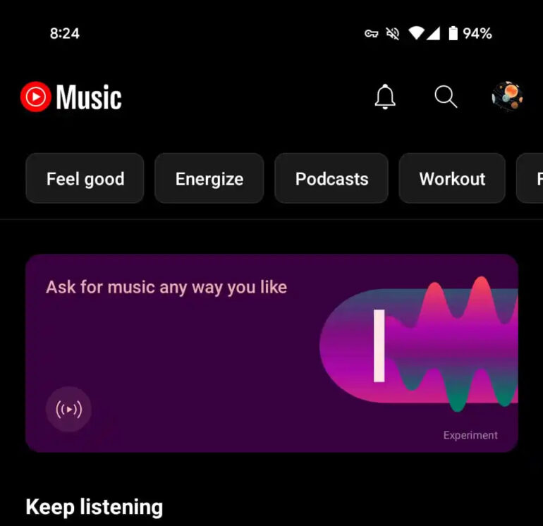 YouTube Music Ask Music Home