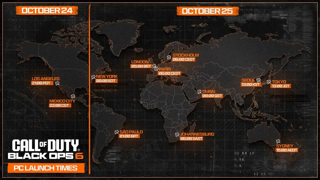 CoD Black Ops 6 PC Launch Times