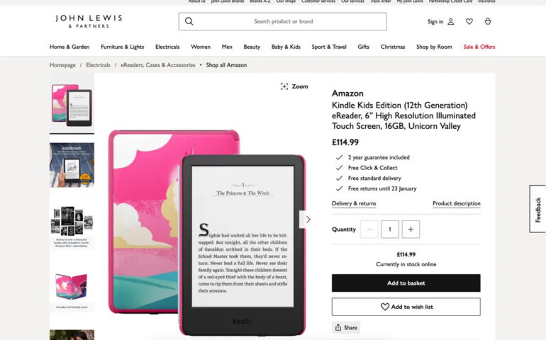 Kindle 12th generation leaked John Lewis Kids Edition