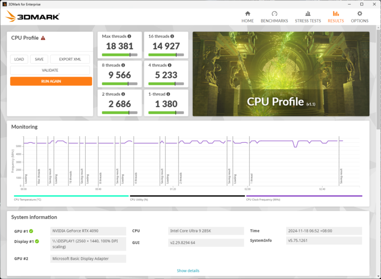 MSI MEG Z890 Ace Motherboard Review 3DMark CPU Profile