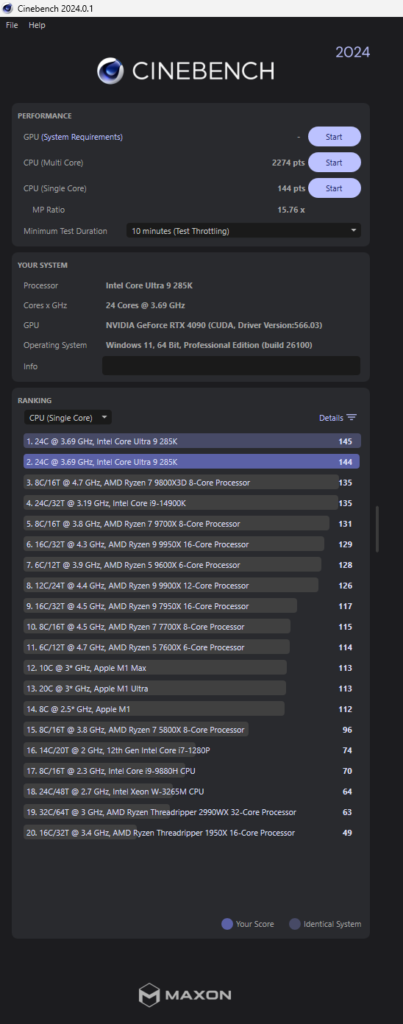 MSI MEG Z890 Ace Motherboard Review Cinebench 2024