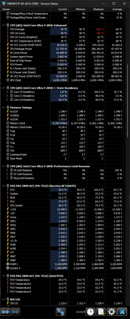 MSI MEG Z890 Ace Motherboard Review Temp 2