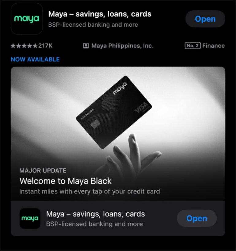 Maya Black Credit card banner