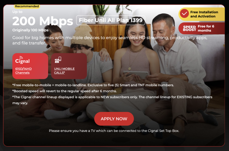 PLDT Home Fiber Plan 1399