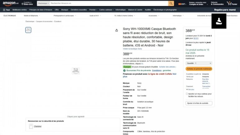 Sony amazon listing