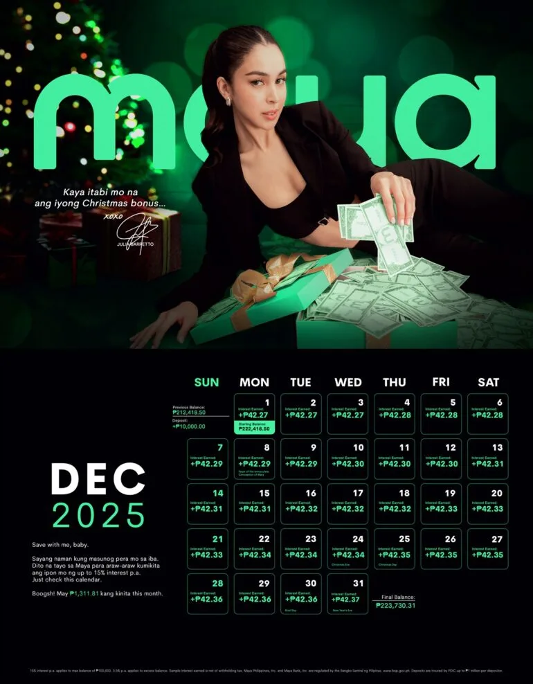 Maya Julia Barreto Savings Calendar Girl11