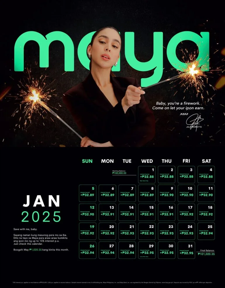 Maya Julia Barreto Savings Calendar Girl13