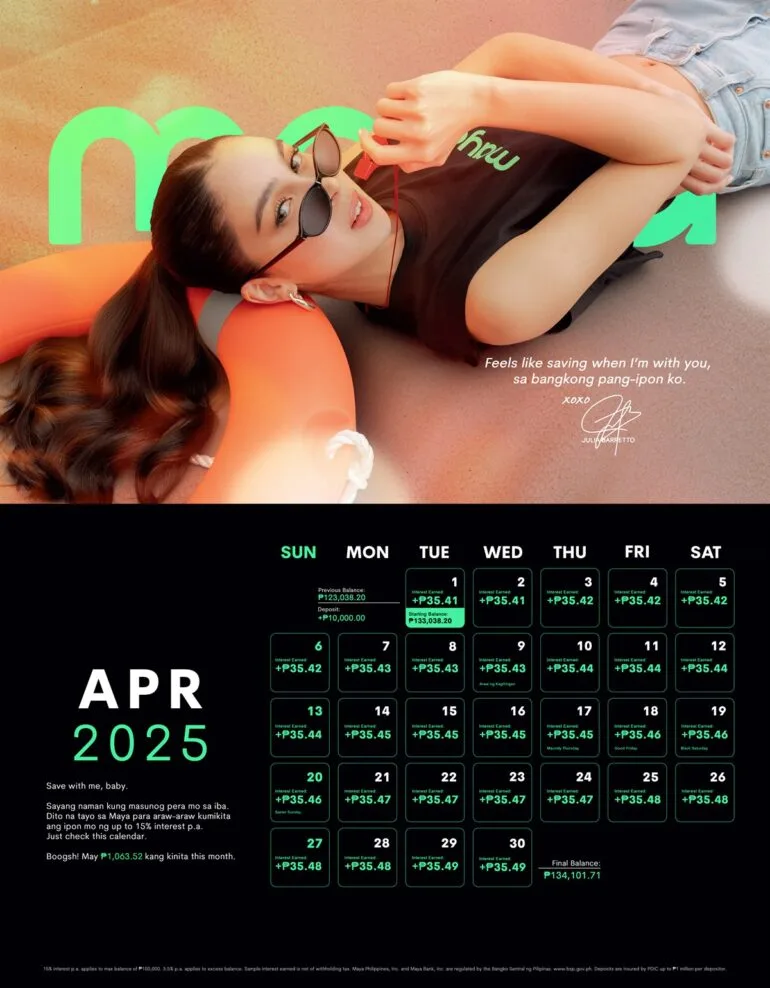 Maya Julia Barreto Savings Calendar Girl3