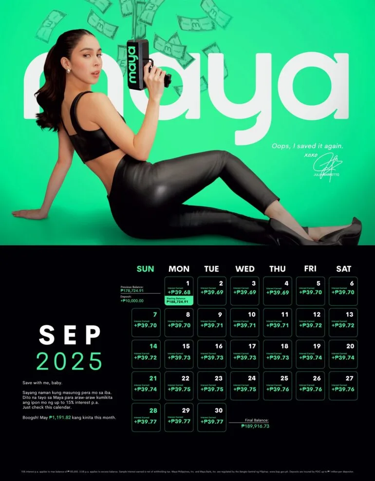 Maya Julia Barreto Savings Calendar Girl7
