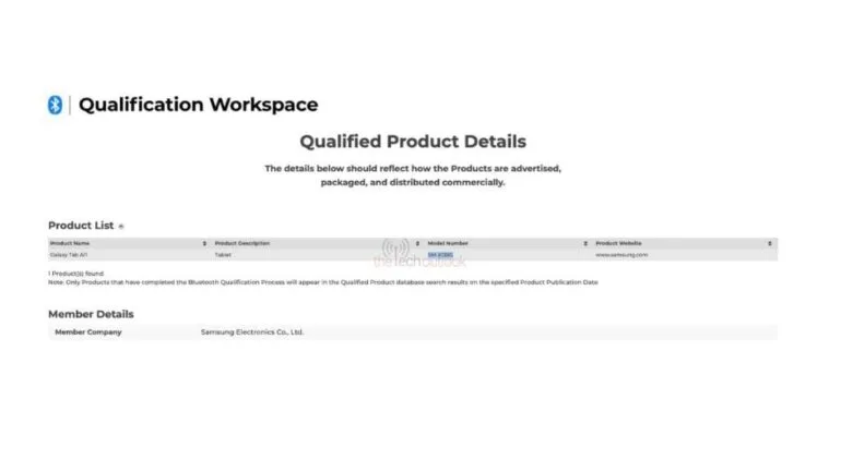 samsung Galaxy Tab A11 LTE SIG certificate