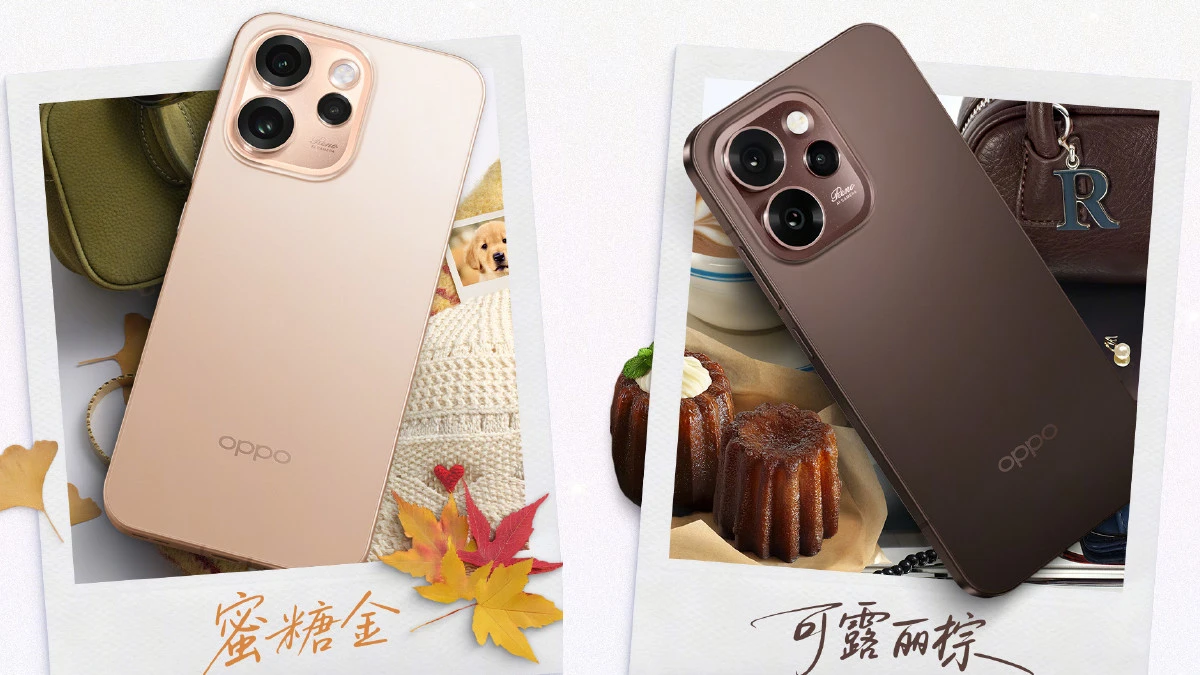 OPPO Reno15 Series design Honey Gold and Canele Brown