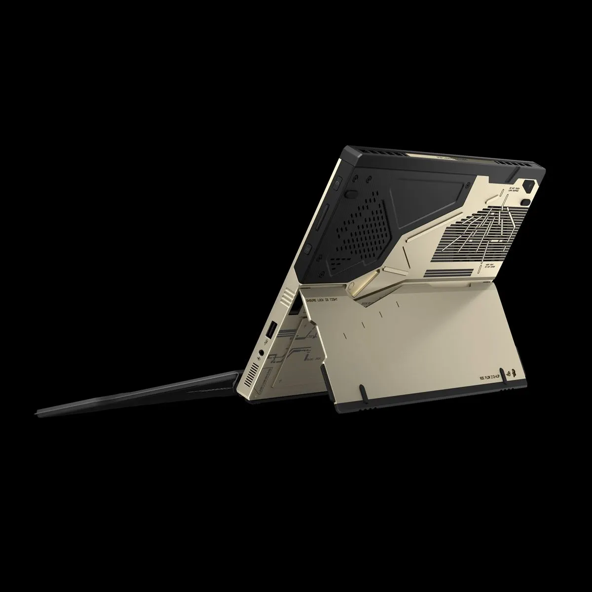 ROG Flow Z13 KJP side view of the Z13 KJP with carbon fiber visible