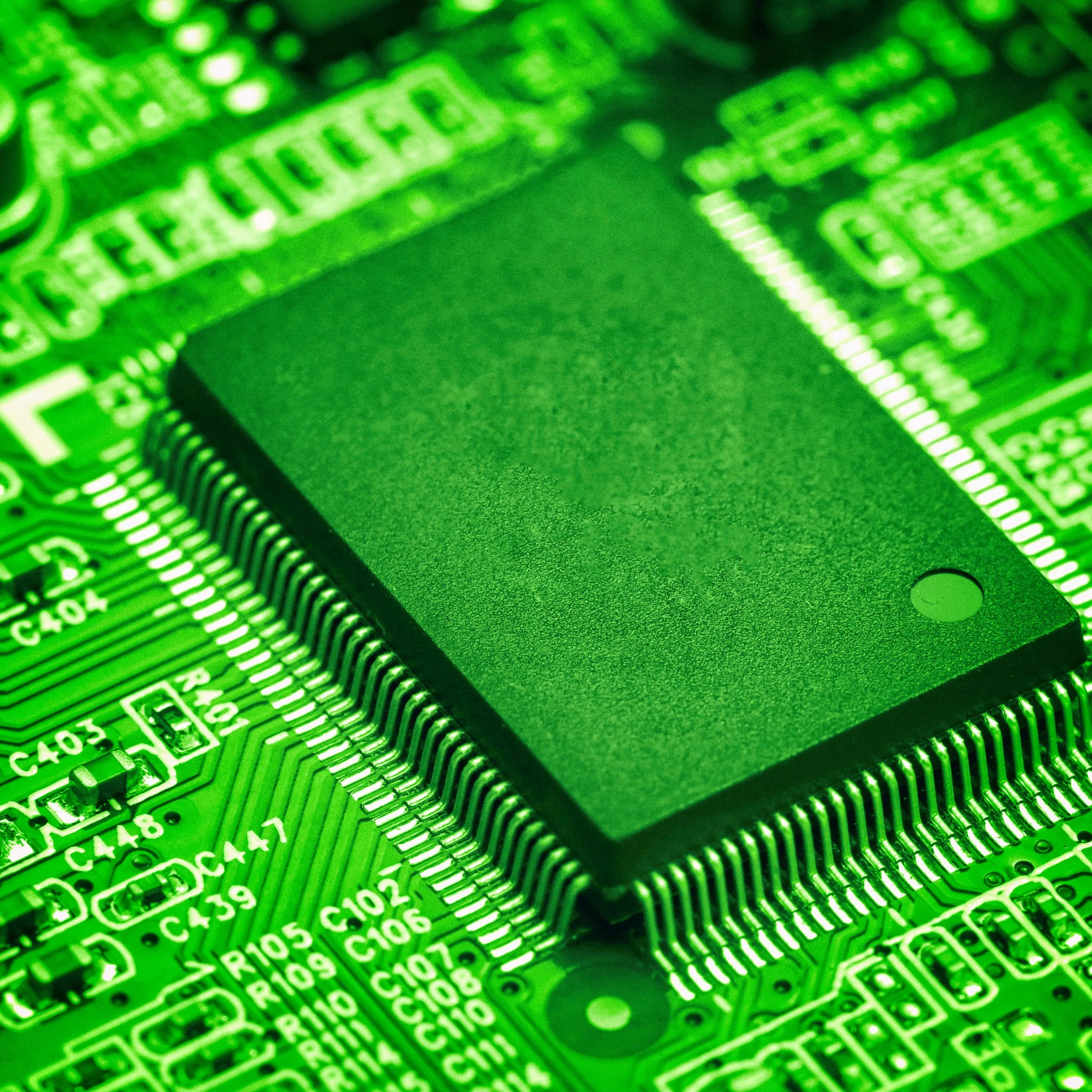 central processor chip circuit board technology concept
