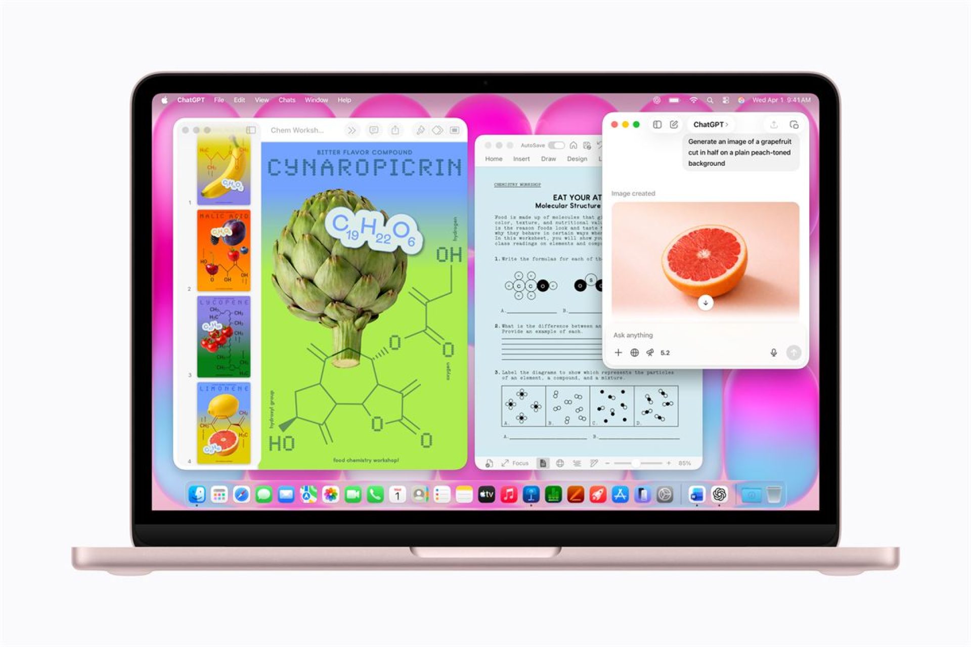 Apple MacBook Neo multitasking school work Chat GPT and Preview and Microsoft Word 260304