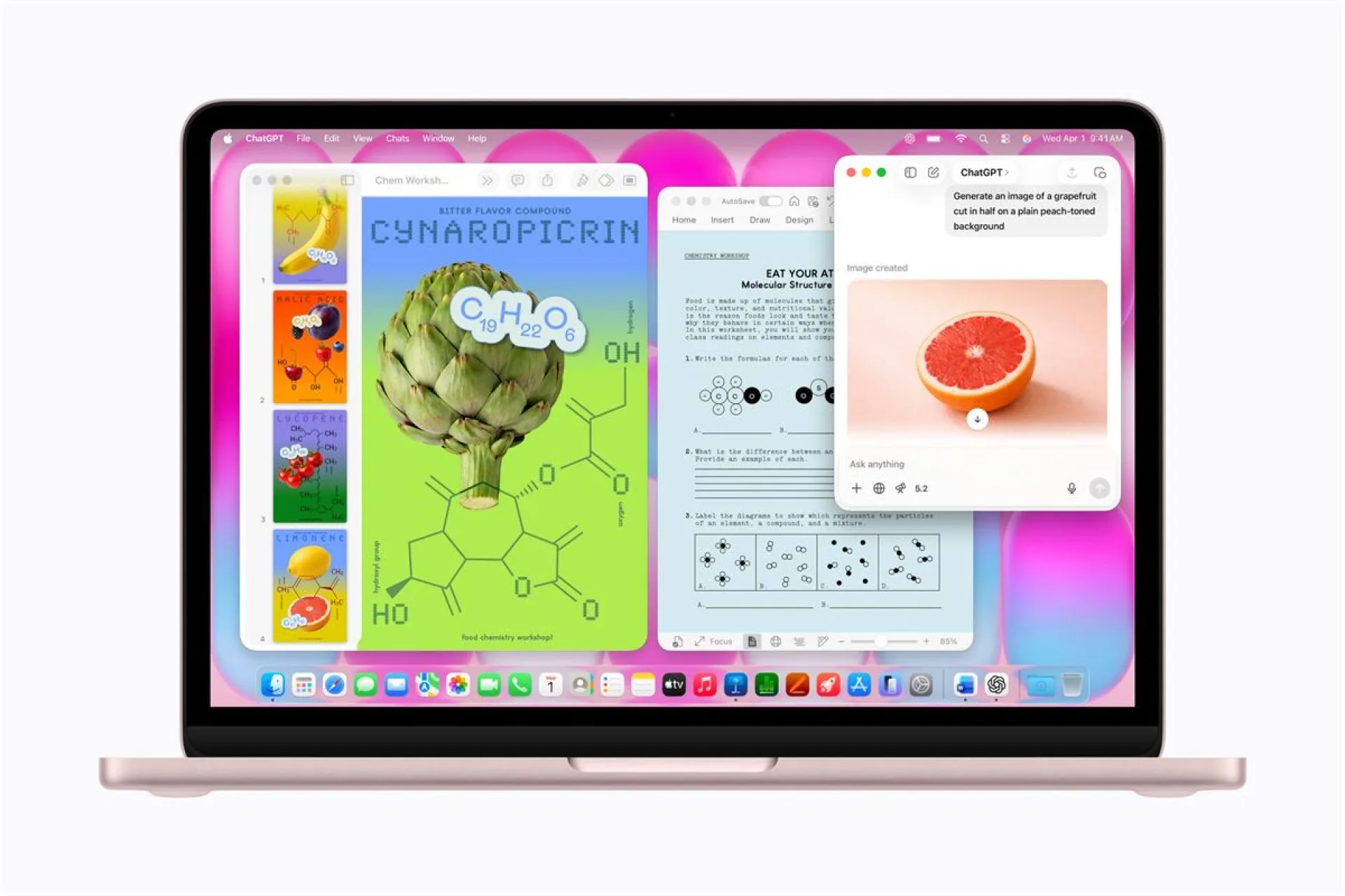 Apple MacBook Neo multitasking school work Chat GPT and Preview and Microsoft Word 260304