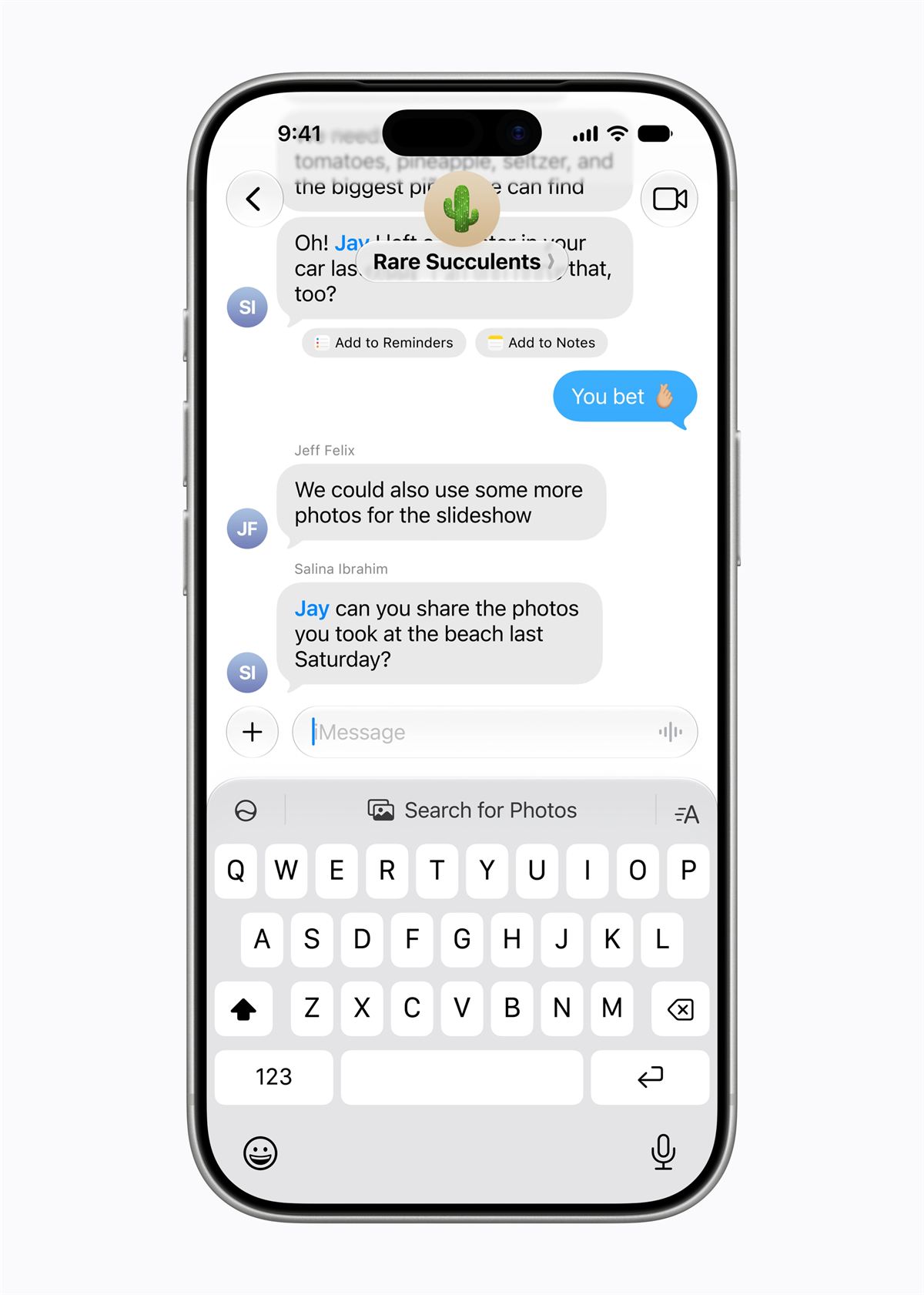 Apple Intelligence iMessages suggestions photos 260608