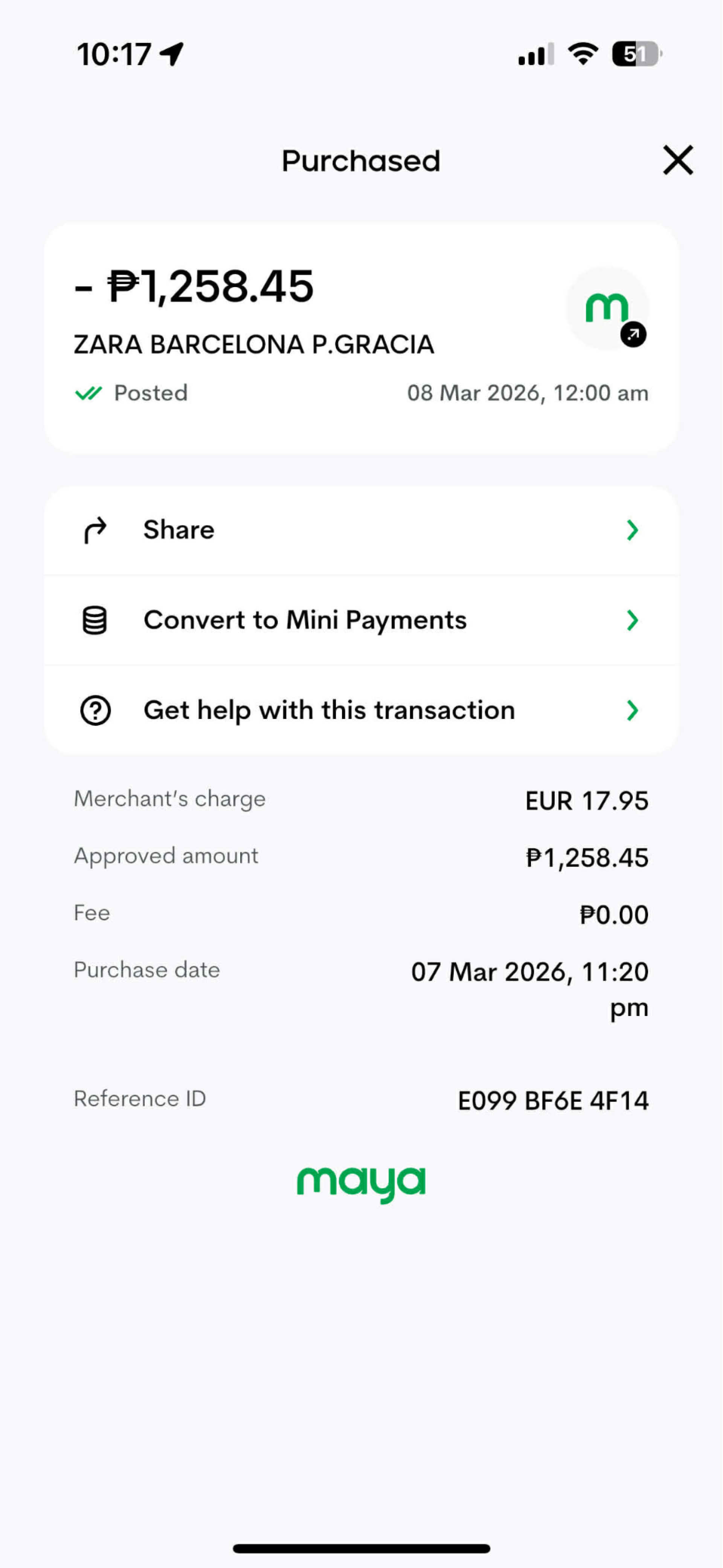 Maya Black Mini Payments