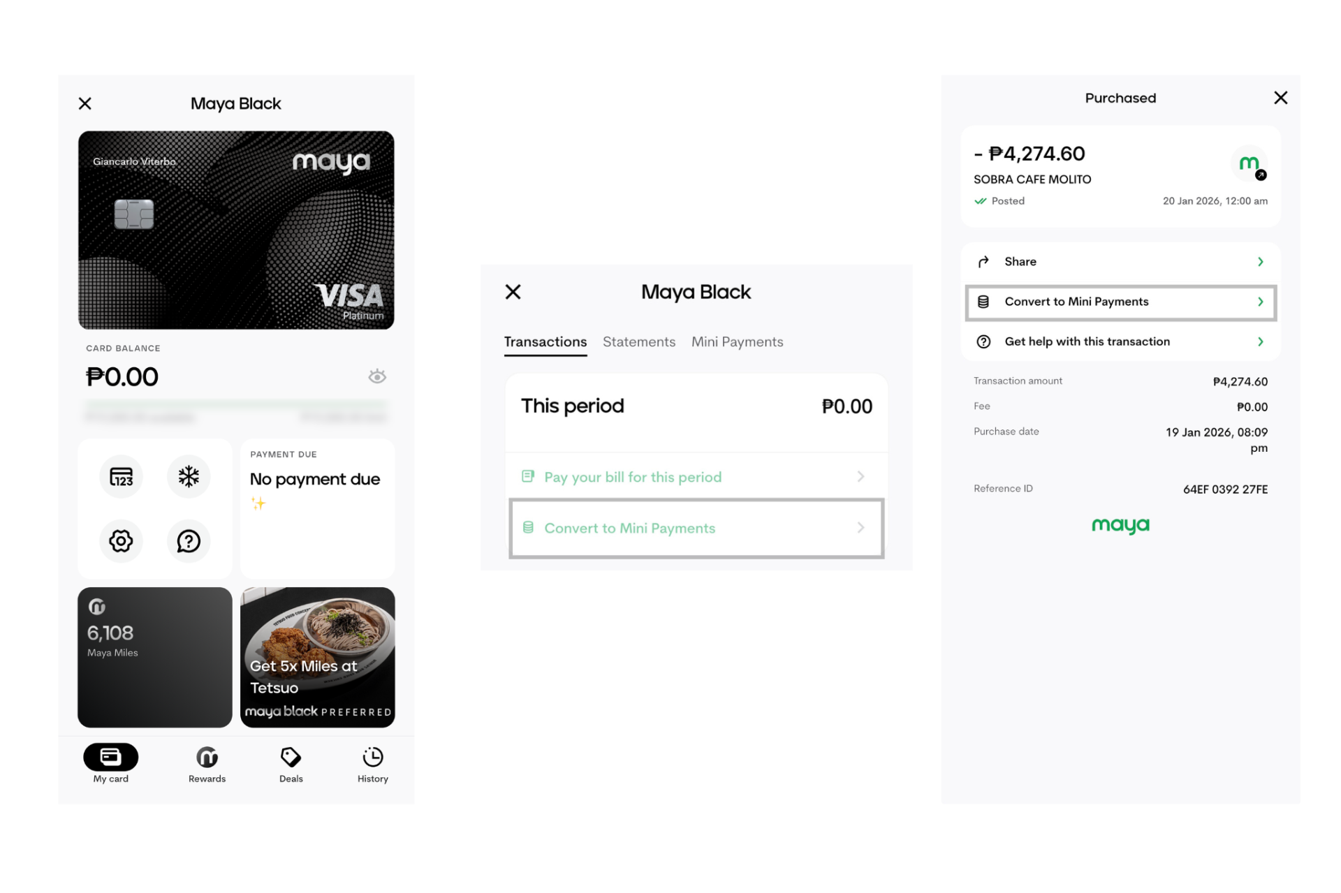 Maya Black Mini Payments